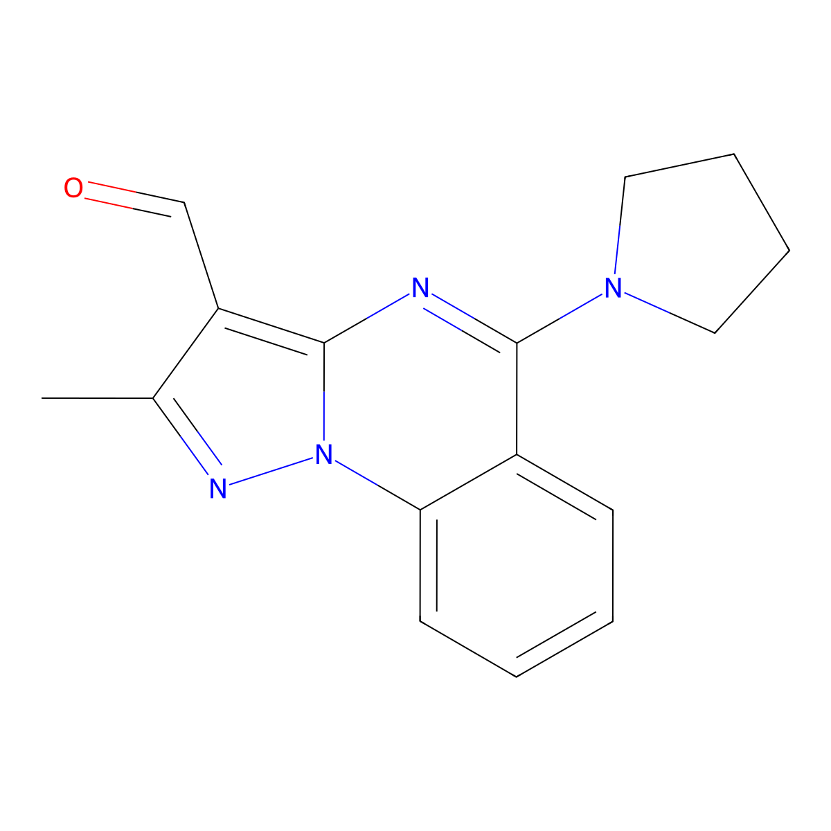 2-Methyl-5-pyrrolidin-1-ylpyrazolo[1,5-a]quinazoline-3-carbaldehyde molecular structure, CAS 380388-49-8