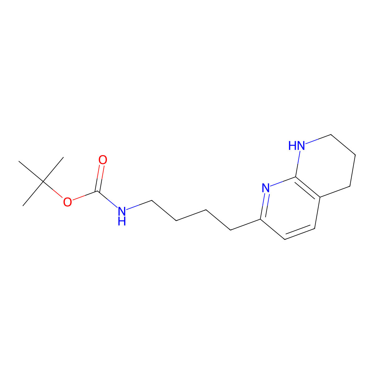 Tert-butyl (4-(5,6,7,8-tetrahydro-1,8-naphthyridin-2-yl)butyl)carbamate molecular structure, CAS 380396-36-1