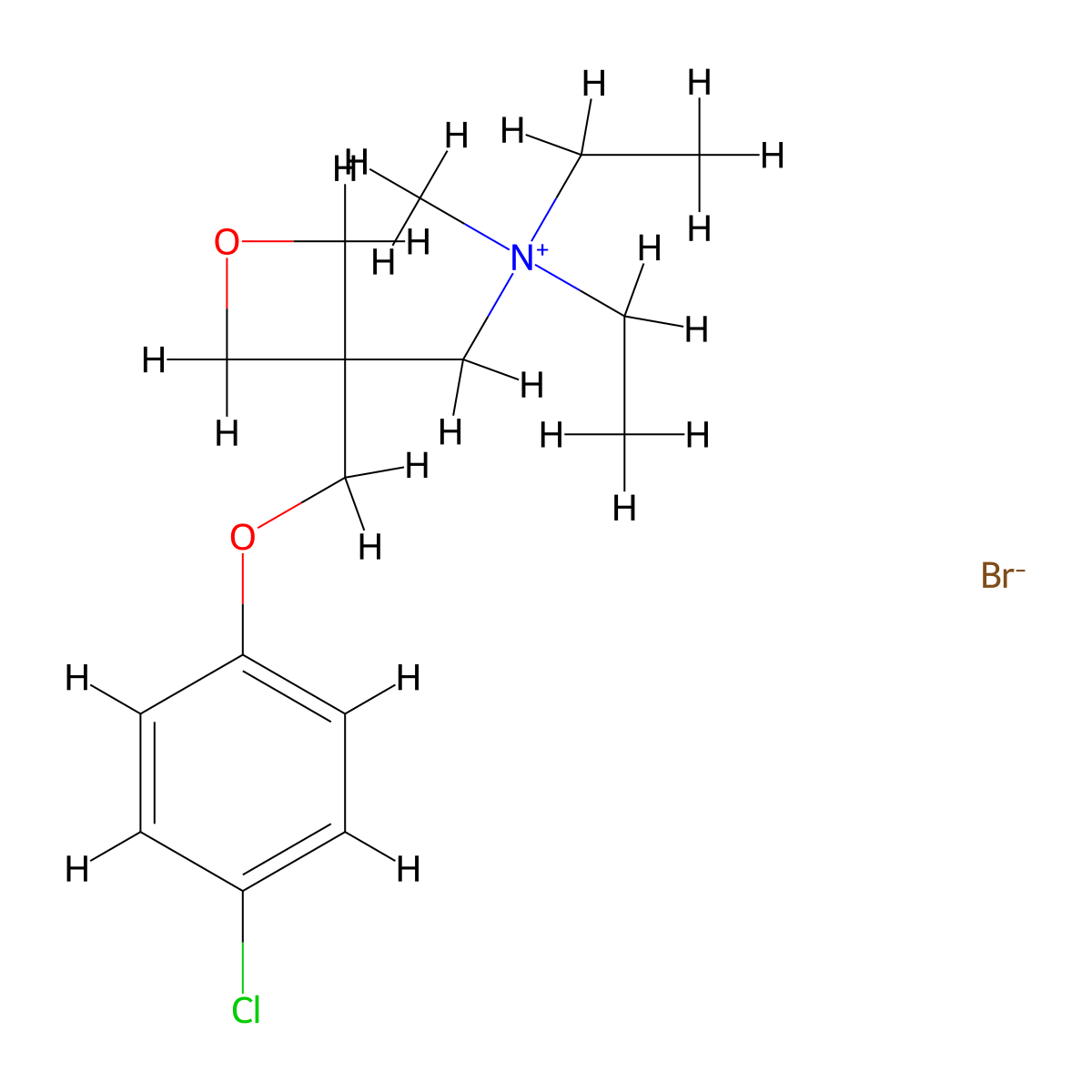Ammonium, ((3-((p-chlorophenoxy)methyl)-3-oxetanyl)methyl)diethylmethyl-, bromide molecular structure, CAS 3804-66-8