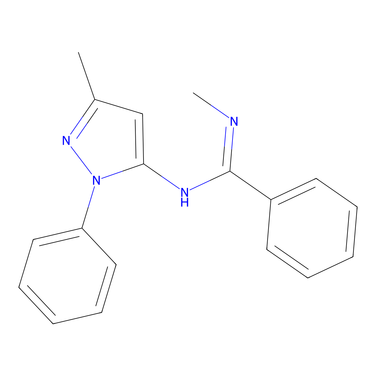 N-methyl-N'-(3-methyl-1-phenyl-1H-pyrazol-5-yl)benzenecarboximidamide molecular structure, CAS 380416-23-9