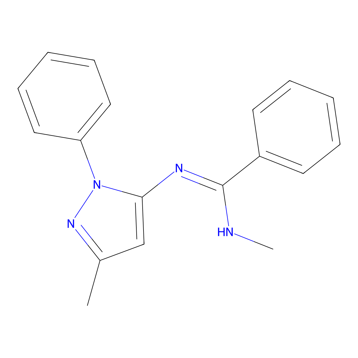 N-methyl-N'-(3-methyl-1-phenyl-1H-pyrazol-5-yl)benzenecarboximidamide molecular structure, CAS 380416-23-9
