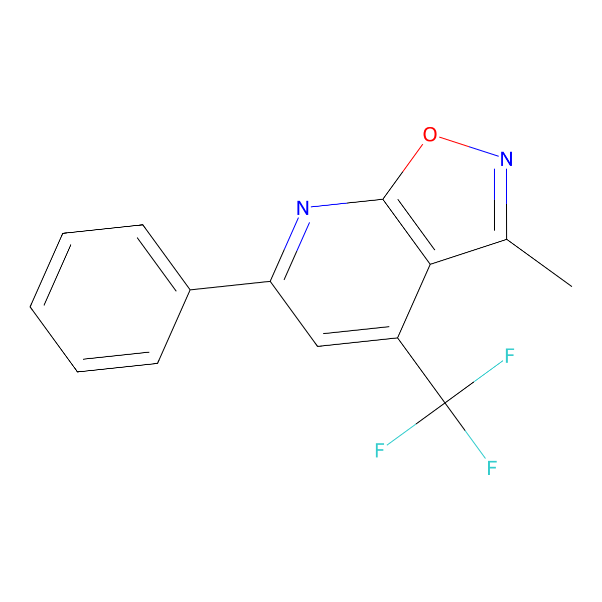 3-Methyl-6-phenyl-4-(trifluoromethyl)isoxazolo(5,4-B)pyridine molecular structure, CAS 380419-66-9