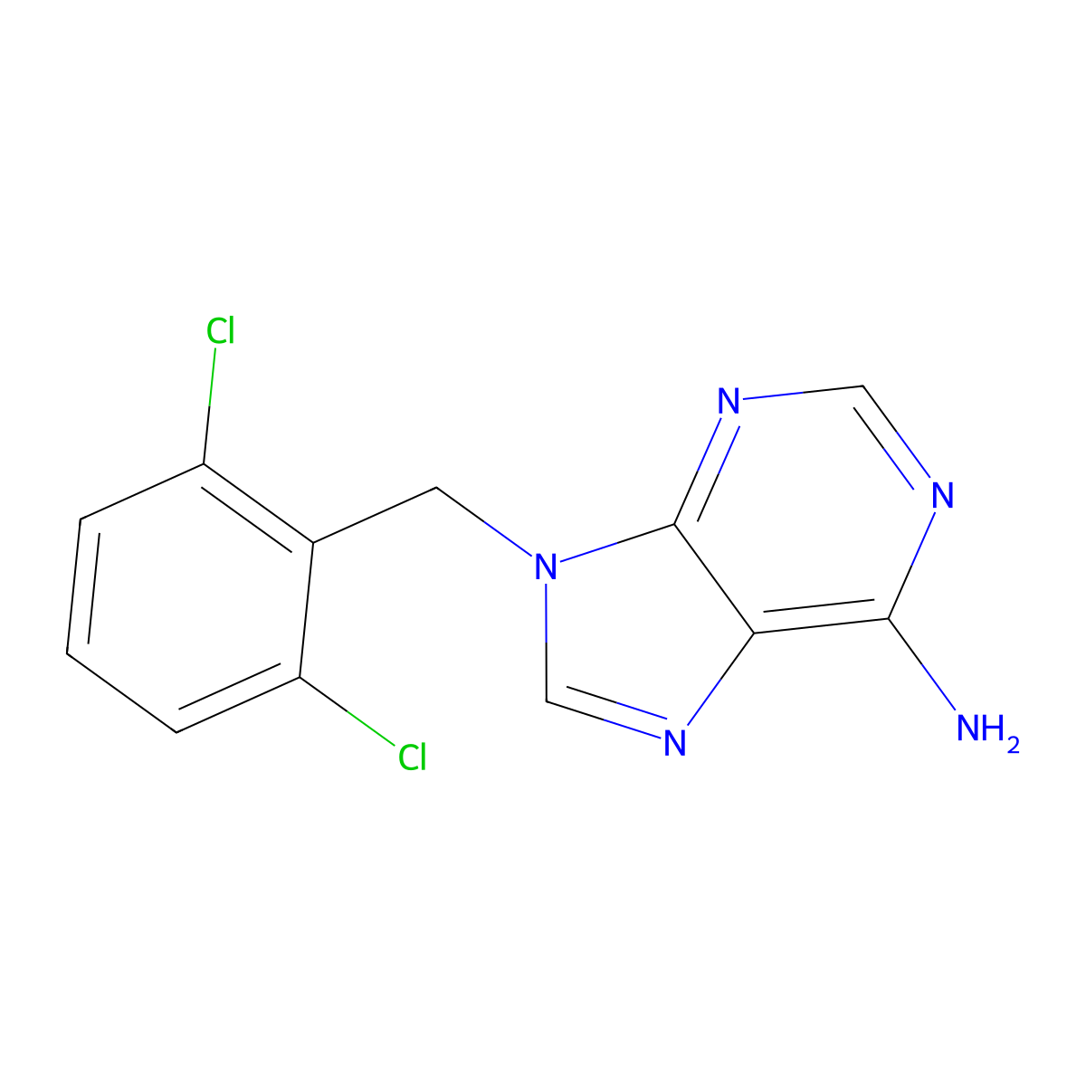 9-((2,6-Dichlorophenyl)methyl)-9H-purin-6-amine molecular structure, CAS 38042-11-4