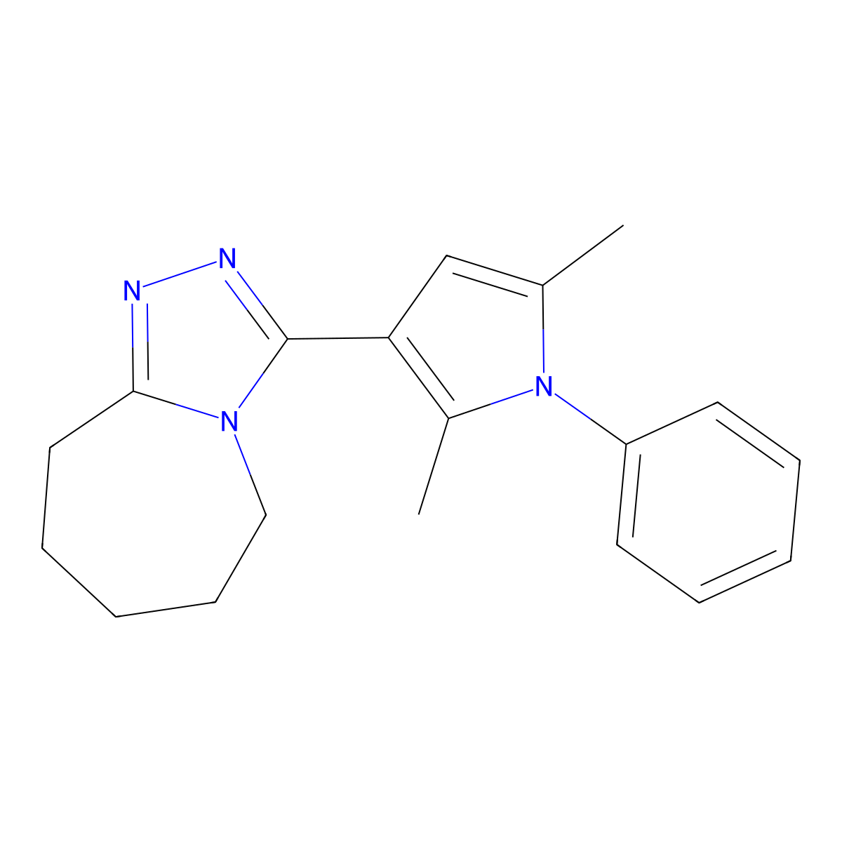 3-(2,5-dimethyl-1-phenyl-3-pyrrolyl)-6,7,8,9-tetrahydro-5H-[1,2,4]triazolo[4,3-a]azepine molecular structure, CAS 380422-12-8