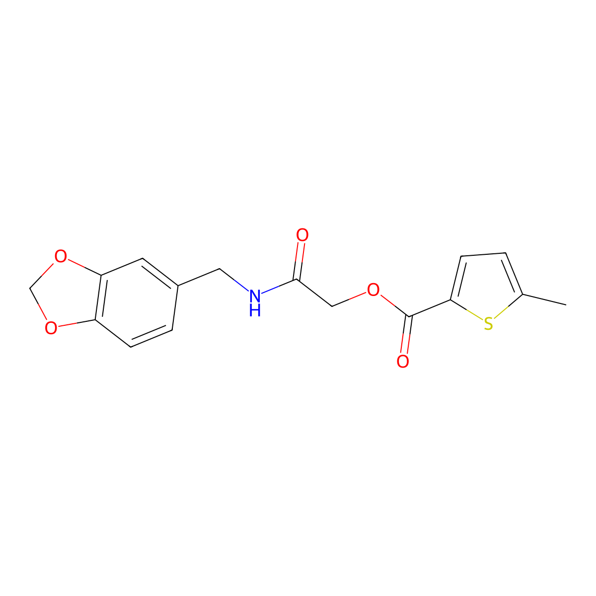 {[(2H-1,3-benzodioxol-5-yl)methyl]carbamoyl}methyl 5-methylthiophene-2-carboxylate molecular structure, CAS 380422-95-7