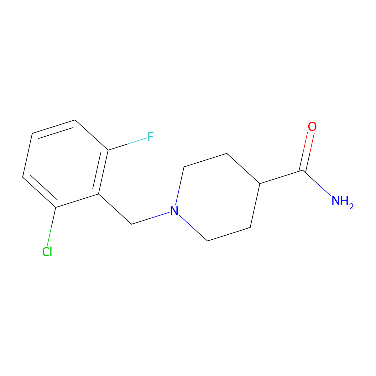 1-(2-Chloro-6-fluorobenzyl)piperidine-4-carboxamide molecular structure, CAS 380424-18-0