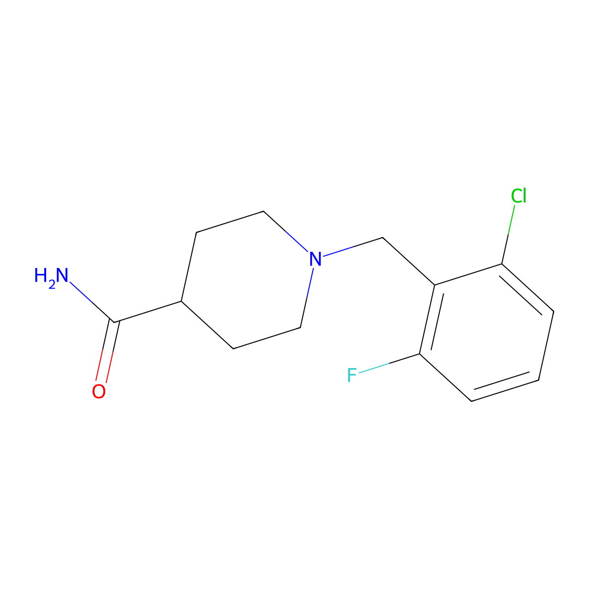 1-(2-Chloro-6-fluorobenzyl)piperidine-4-carboxamide molecular structure, CAS 380424-18-0