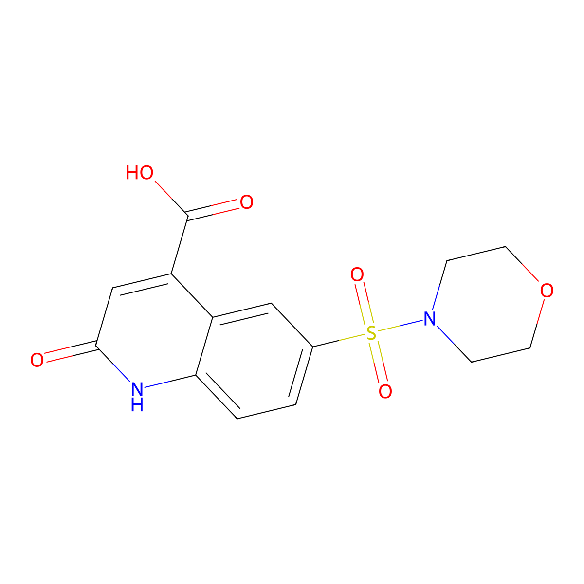 2-Hydroxy-6-(morpholine-4-sulfonyl)quinoline-4-carboxylic acid molecular structure, CAS 380426-68-6