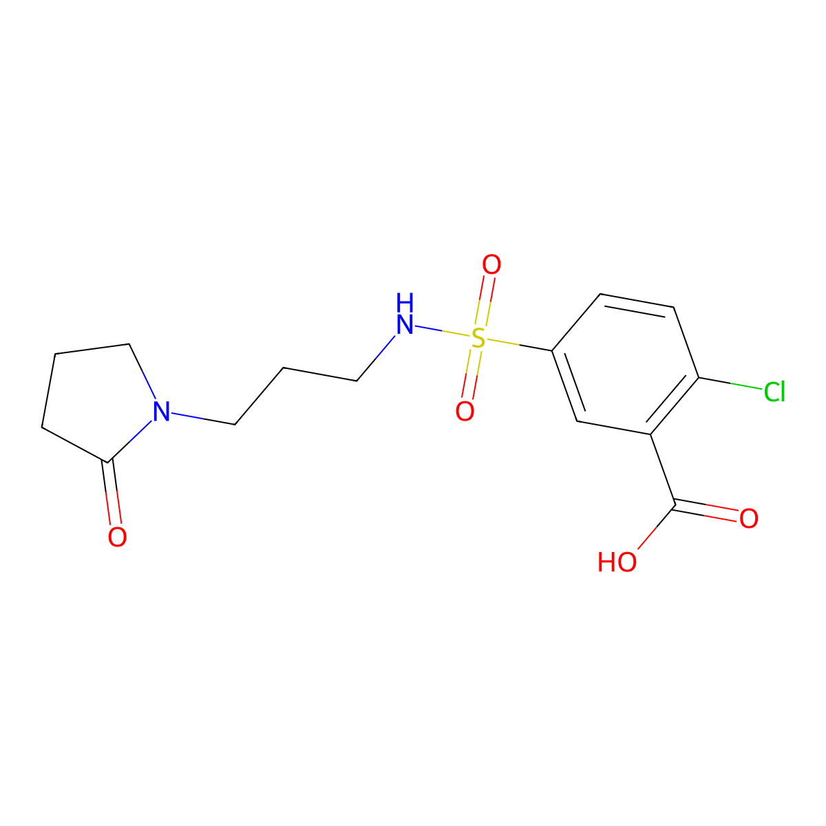 2-Chloro-5-{[3-(2-oxopyrrolidin-1-yl)propyl]sulfamoyl}benzoic acid molecular structure, CAS 380426-71-1
