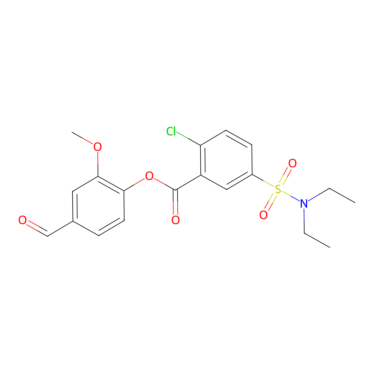 4-Formyl-2-methoxyphenyl 2-chloro-5-(diethylsulfamoyl)benzoate molecular structure, CAS 380427-16-7