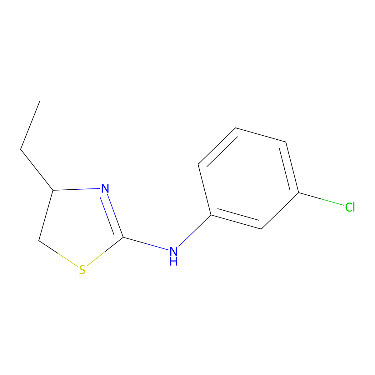 N-(3-chlorophenyl)-4-ethyl-4,5-dihydro-1,3-thiazol-2-amine molecular structure, CAS 380431-12-9