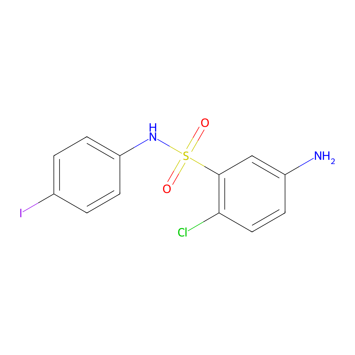 5-amino-2-chloro-N-(4-iodophenyl)benzene-1-sulfonamide molecular structure, CAS 380431-60-7