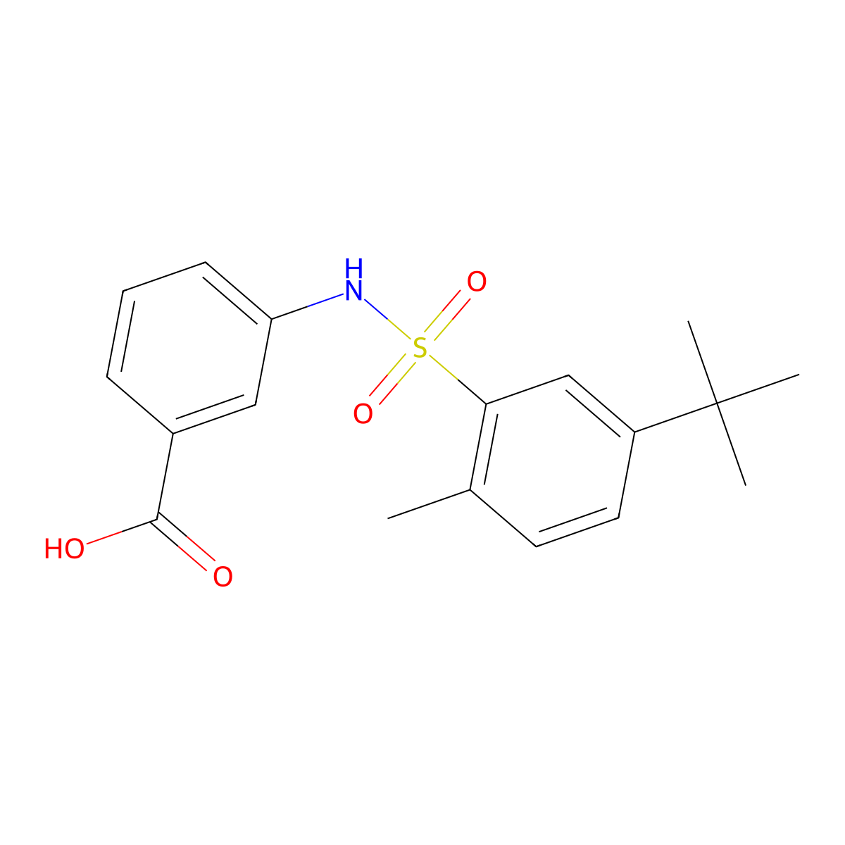 3-(5-Tert-butyl-2-methylbenzenesulfonamido)benzoic acid molecular structure, CAS 380431-61-8
