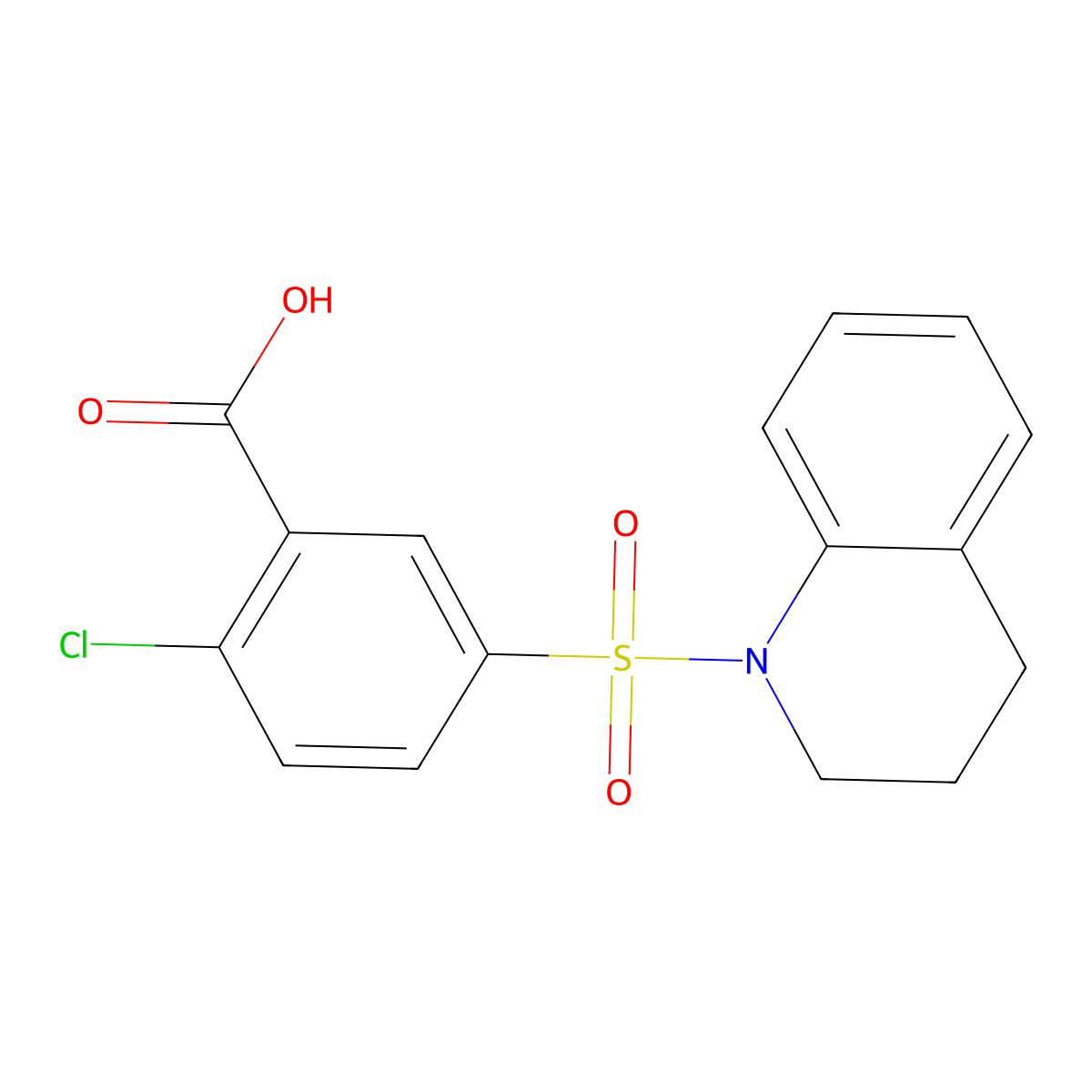 2-Chloro-5-(1,2,3,4-tetrahydroquinoline-1-sulfonyl)benzoic acid molecular structure, CAS 380431-72-1