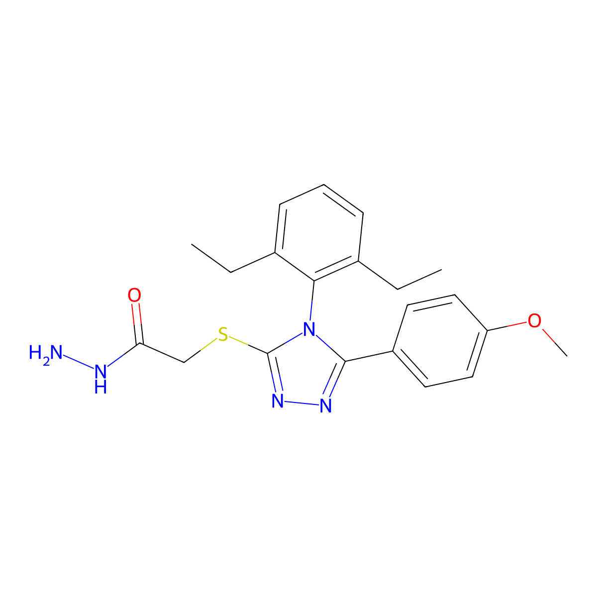 2-{[4-(2,6-diethylphenyl)-5-(4-methoxyphenyl)-4H-1,2,4-triazol-3-yl]sulfanyl}acetohydrazide molecular structure, CAS 380431-73-2