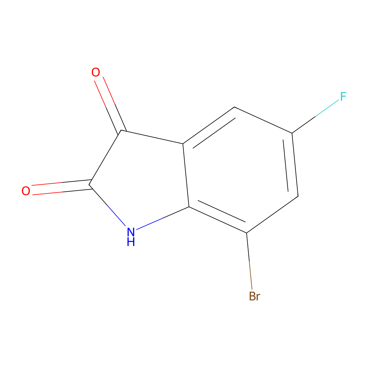 7-bromo-5-fluoro-2,3-dihydro-1H-indole-2,3-dione molecular structure, CAS 380431-78-7