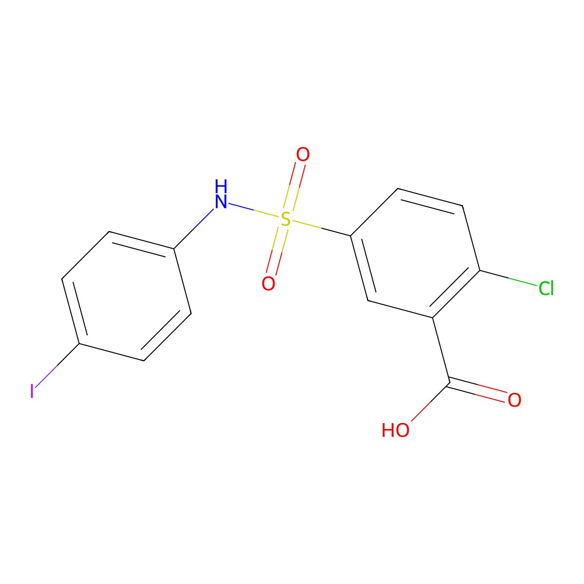 2-chloro-5-[(4-iodophenyl)sulfamoyl]benzoic Acid molecular structure, CAS 380432-24-6