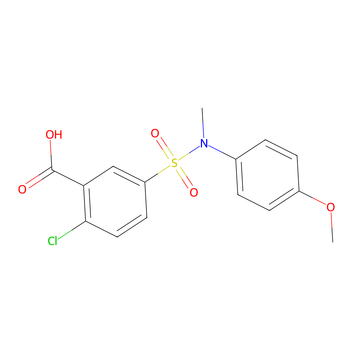 2-Chloro-5-[(4-methoxy-phenyl)-methyl-sulfamoyl]-benzoic acid molecular structure, CAS 380432-25-7