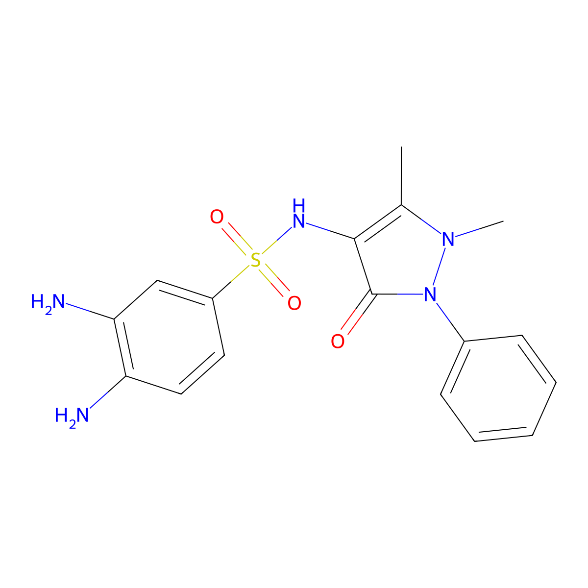 3,4-Diamino-N-(2,3-dihydro-1,5-dimethyl-3-oxo-2-phenyl-1H-pyrazol-4-yl)benzenesulfonamide molecular structure, CAS 380432-29-1