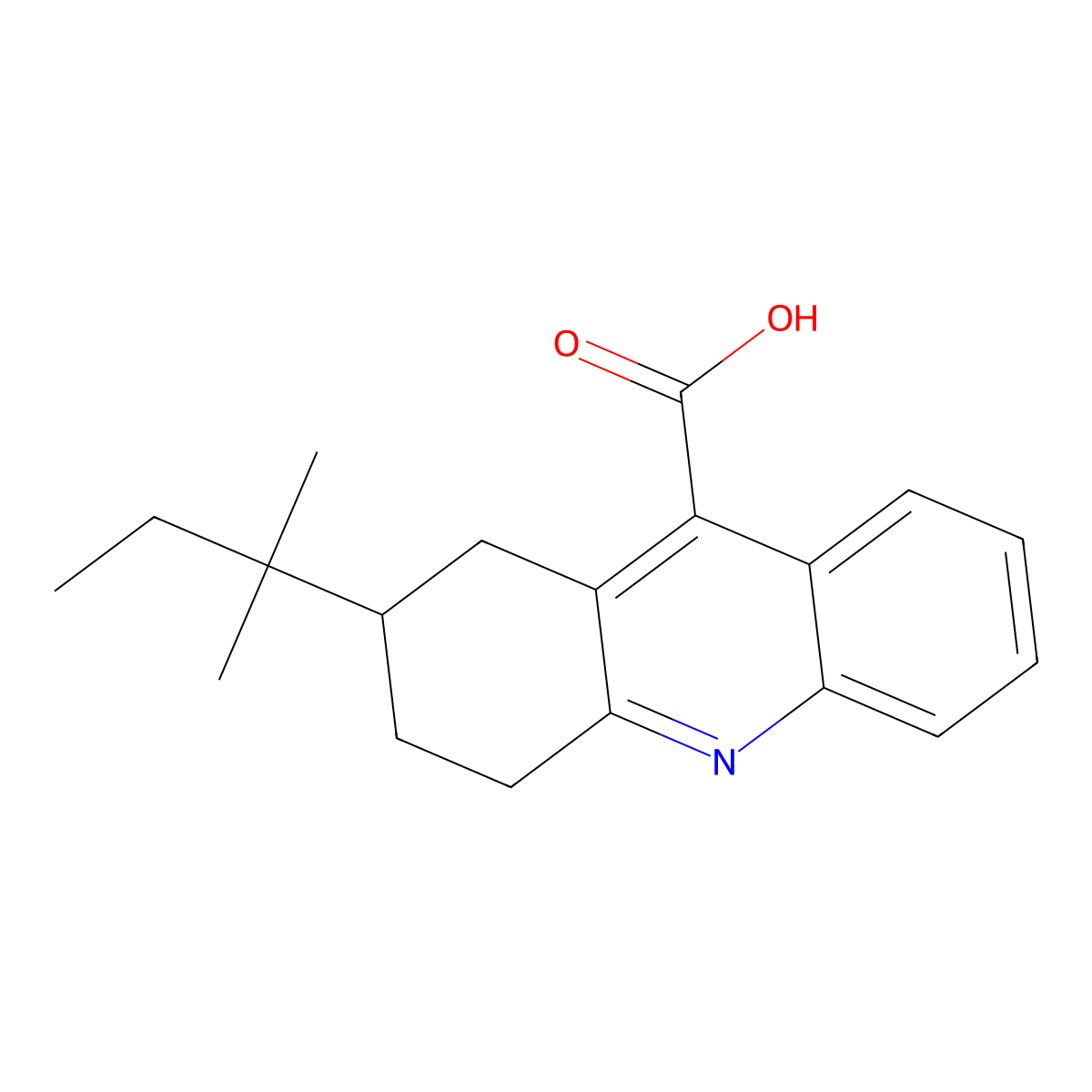 2-(2-methylbutan-2-yl)-1,2,3,4-tetrahydroacridine-9-carboxylic Acid molecular structure, CAS 380432-31-5