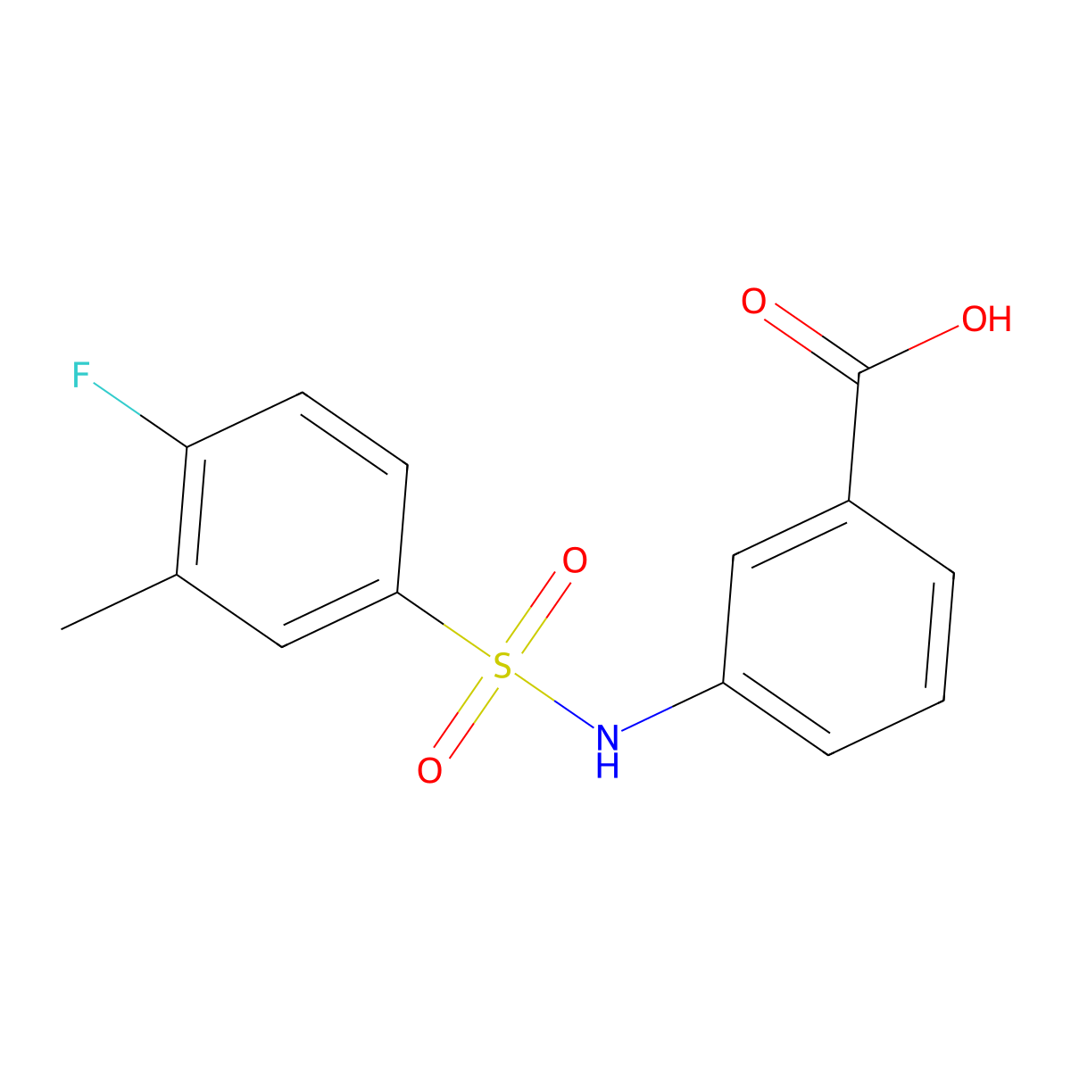 3-{[(4-Fluoro-3-methylphenyl)sulfonyl]amino}benzoic acid molecular structure, CAS 380432-32-6