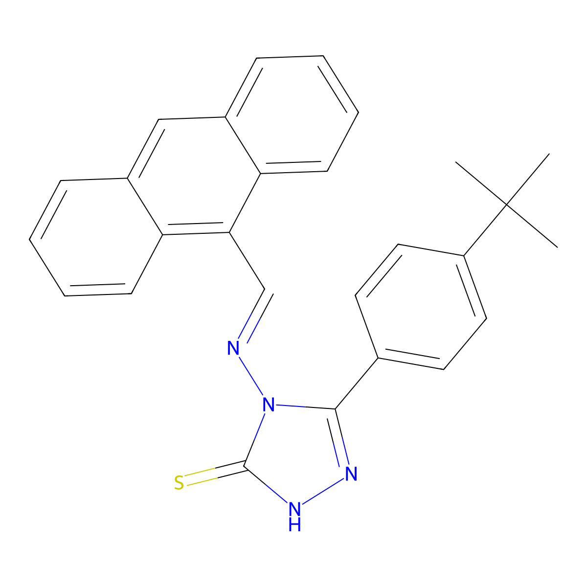 4-[(anthracen-9-ylmethylidene)amino]-5-(4-tert-butylphenyl)-4H-1,2,4-triazole-3-thiol molecular structure, CAS 380433-30-7