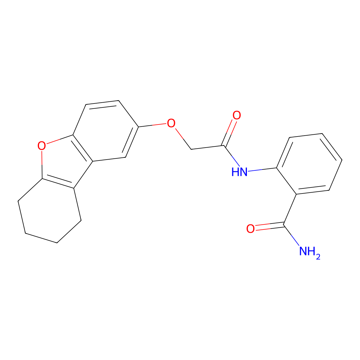 2-[[2-(6,7,8,9-Tetrahydrodibenzofuran-2-yloxy)acetyl]amino]benzamide molecular structure, CAS 380433-53-4