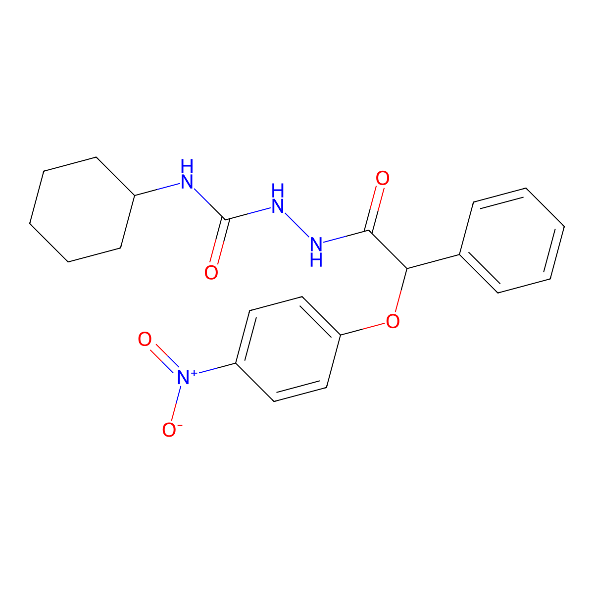 1-Cyclohexyl-3-[[2-(4-nitrophenoxy)-2-phenylacetyl]amino]urea molecular structure, CAS 380433-55-6