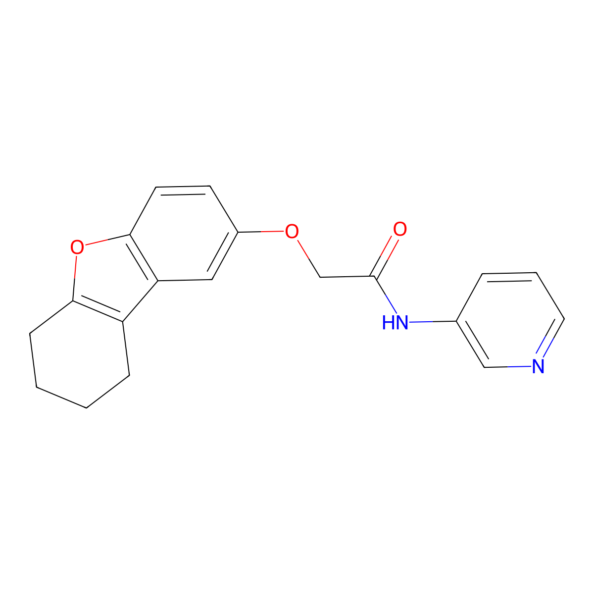 N-pyridin-3-yl-2-(6,7,8,9-tetrahydrodibenzofuran-2-yloxy)acetamide molecular structure, CAS 380433-79-4