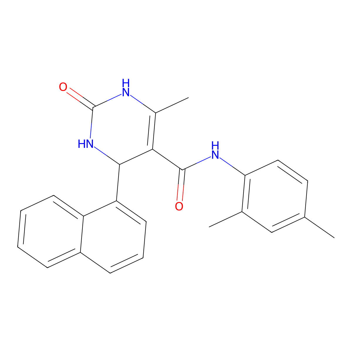 N-(2,4-dimethylphenyl)-6-methyl-4-naphthalen-1-yl-2-oxo-3,4-dihydro-1H-pyrimidine-5-carboxamide molecular structure, CAS 380434-36-6