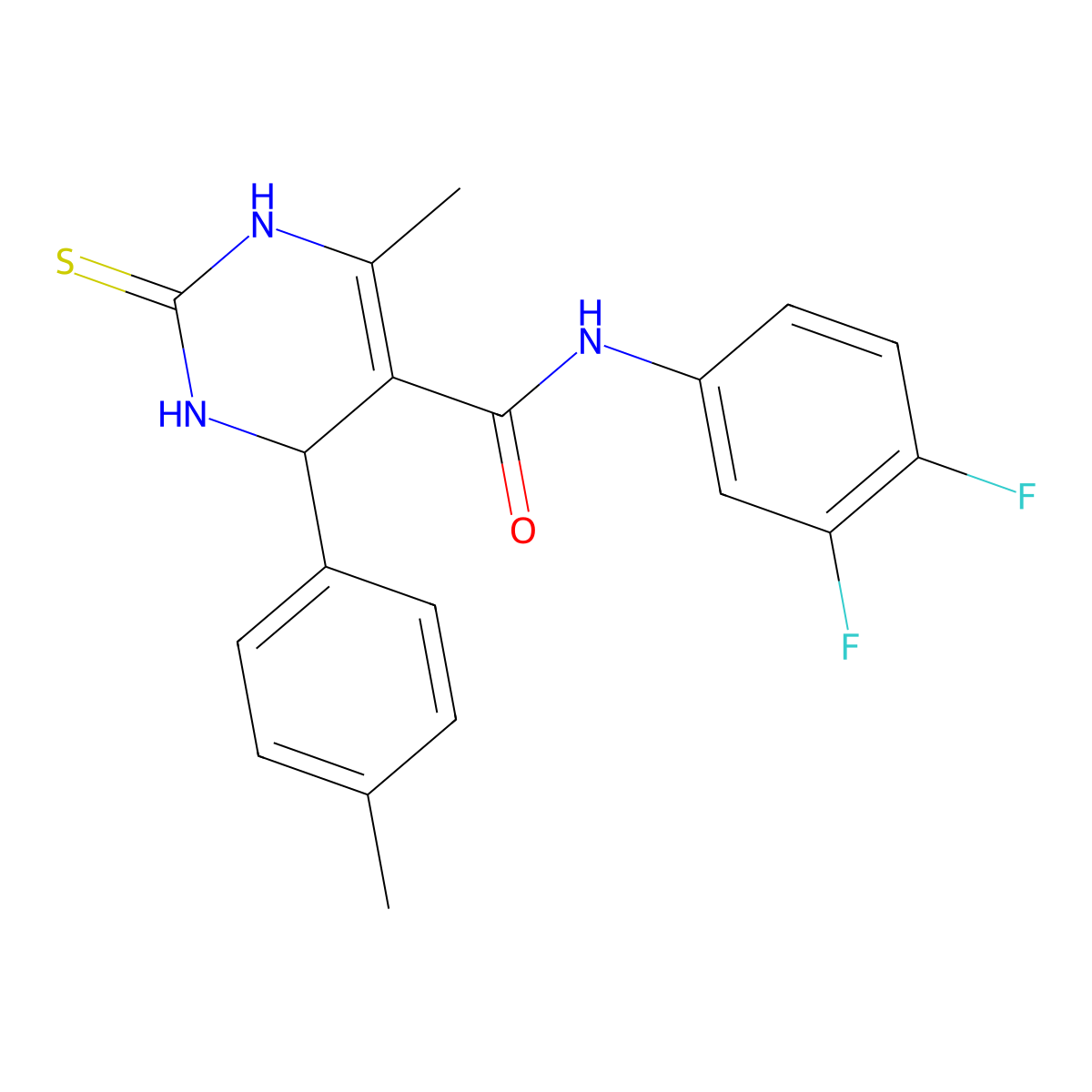 N-(3,4-difluorophenyl)-6-methyl-4-(4-methylphenyl)-2-sulfanylidene-3,4-dihydro-1H-pyrimidine-5-carboxamide molecular structure, CAS 380434-37-7