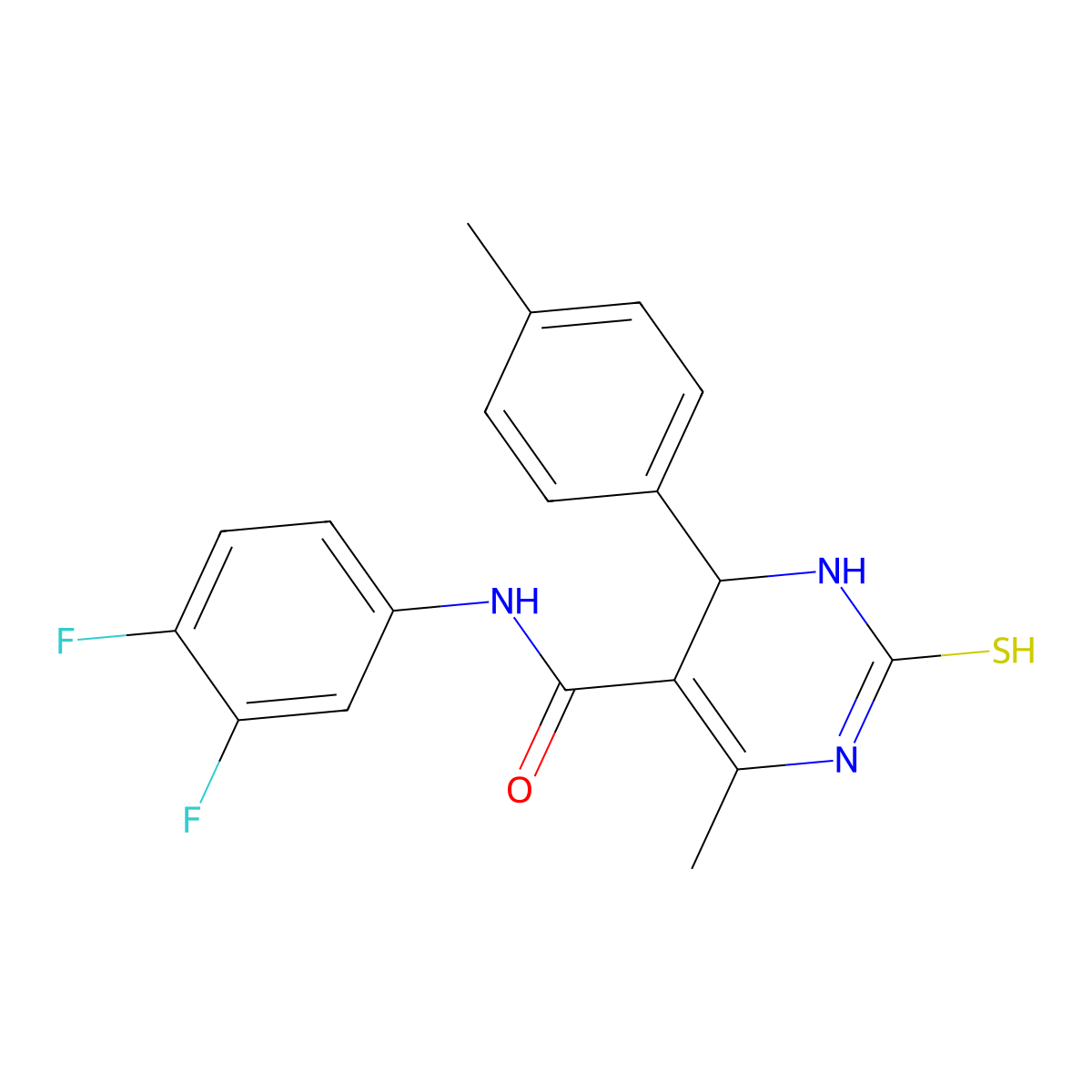 N-(3,4-difluorophenyl)-6-methyl-4-(4-methylphenyl)-2-sulfanylidene-3,4-dihydro-1H-pyrimidine-5-carboxamide molecular structure, CAS 380434-37-7