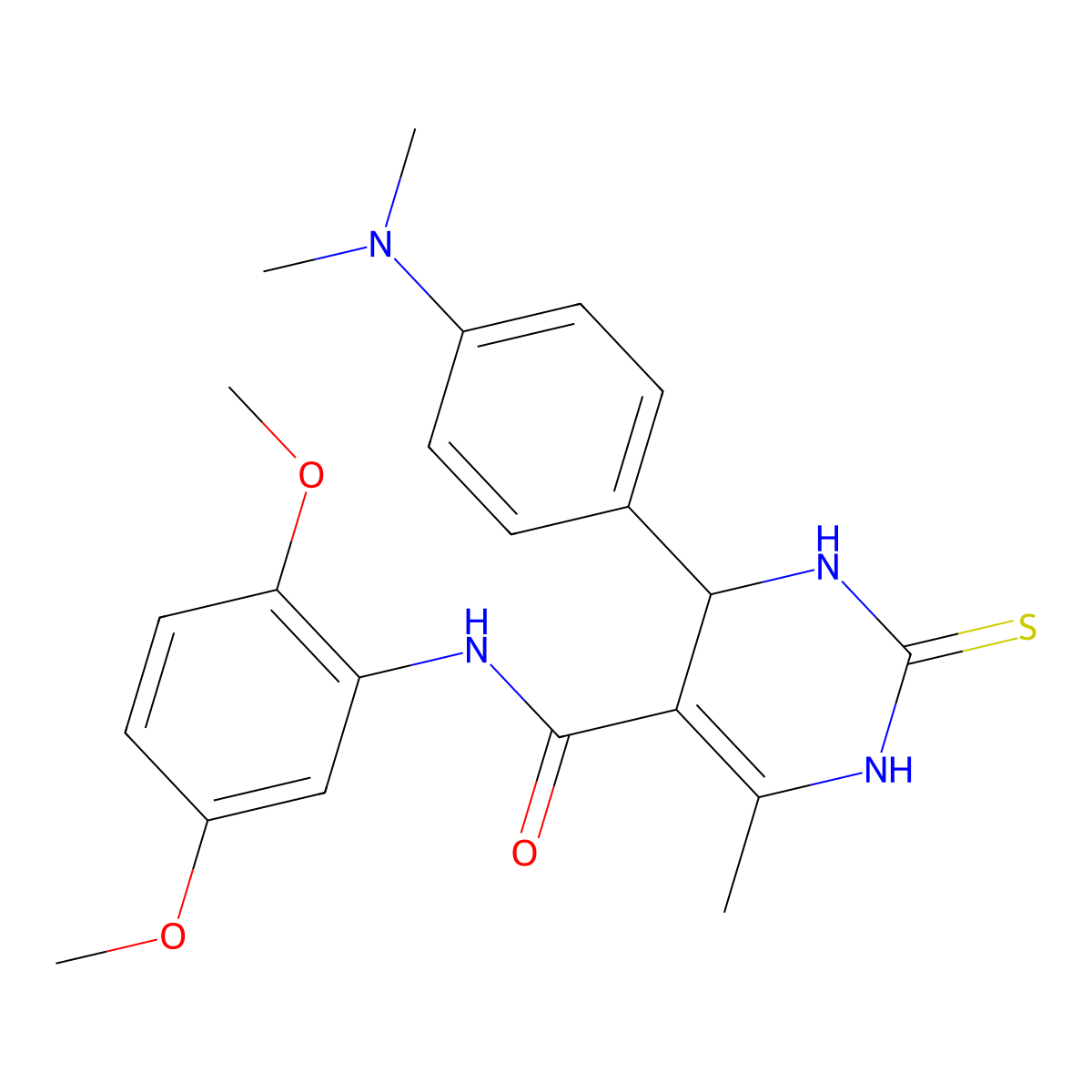 N-(2,5-dimethoxyphenyl)-4-(4-(dimethylamino)phenyl)-6-methyl-2-thioxo-1,2,3,4-tetrahydropyrimidine-5-carboxamide molecular structure, CAS 380434-38-8