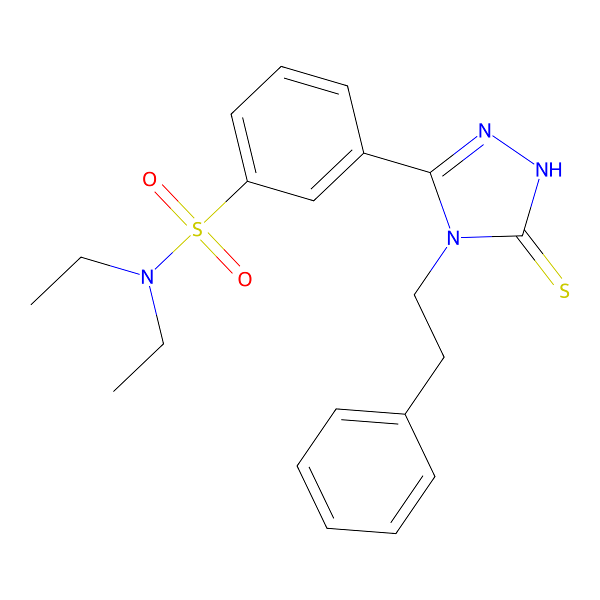N,N-Diethyl-3-(5-mercapto-4-phenethyl-4H-[1,2,4]triazol-3-yl)-benzenesulfonamide molecular structure, CAS 380436-84-0