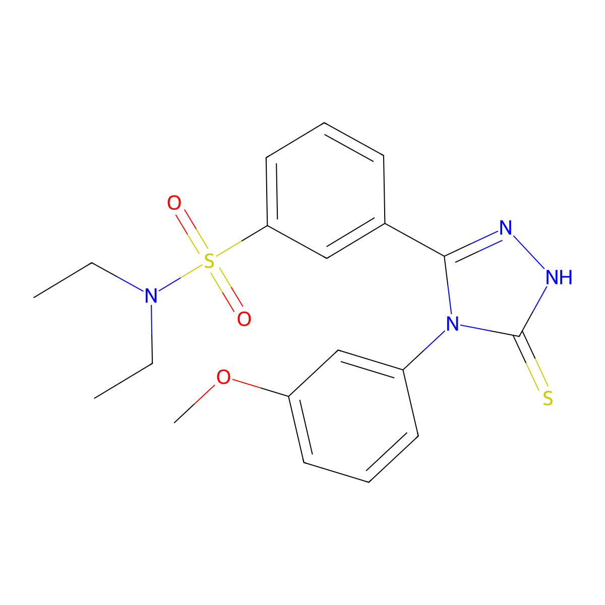 N,N-diethyl-3-[4-(3-methoxyphenyl)-5-sulfanyl-4H-1,2,4-triazol-3-yl]benzene-1-sulfonamide molecular structure, CAS 380436-85-1