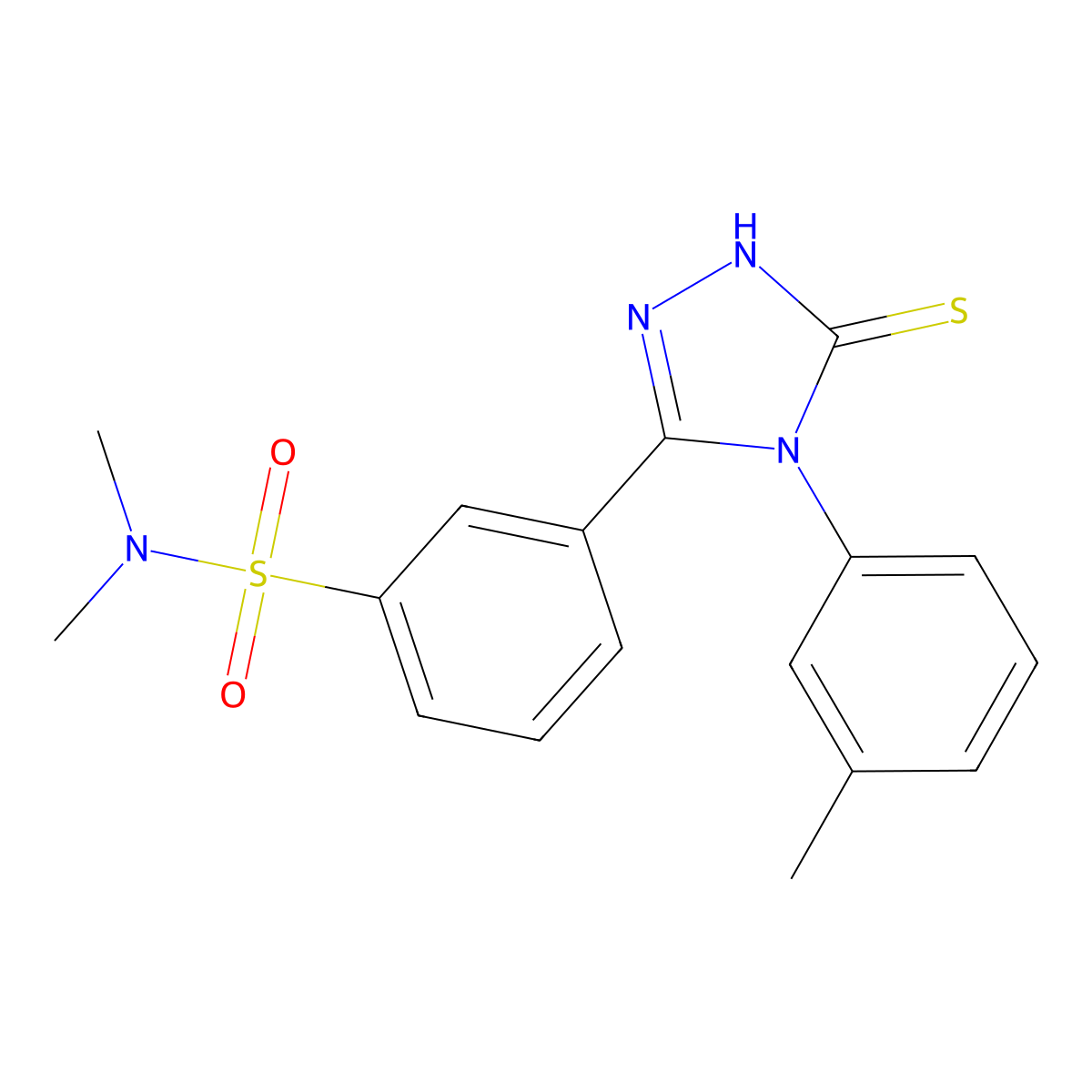 N,N-dimethyl-3-[4-(3-methylphenyl)-5-sulfanyl-4H-1,2,4-triazol-3-yl]benzene-1-sulfonamide molecular structure, CAS 380436-87-3
