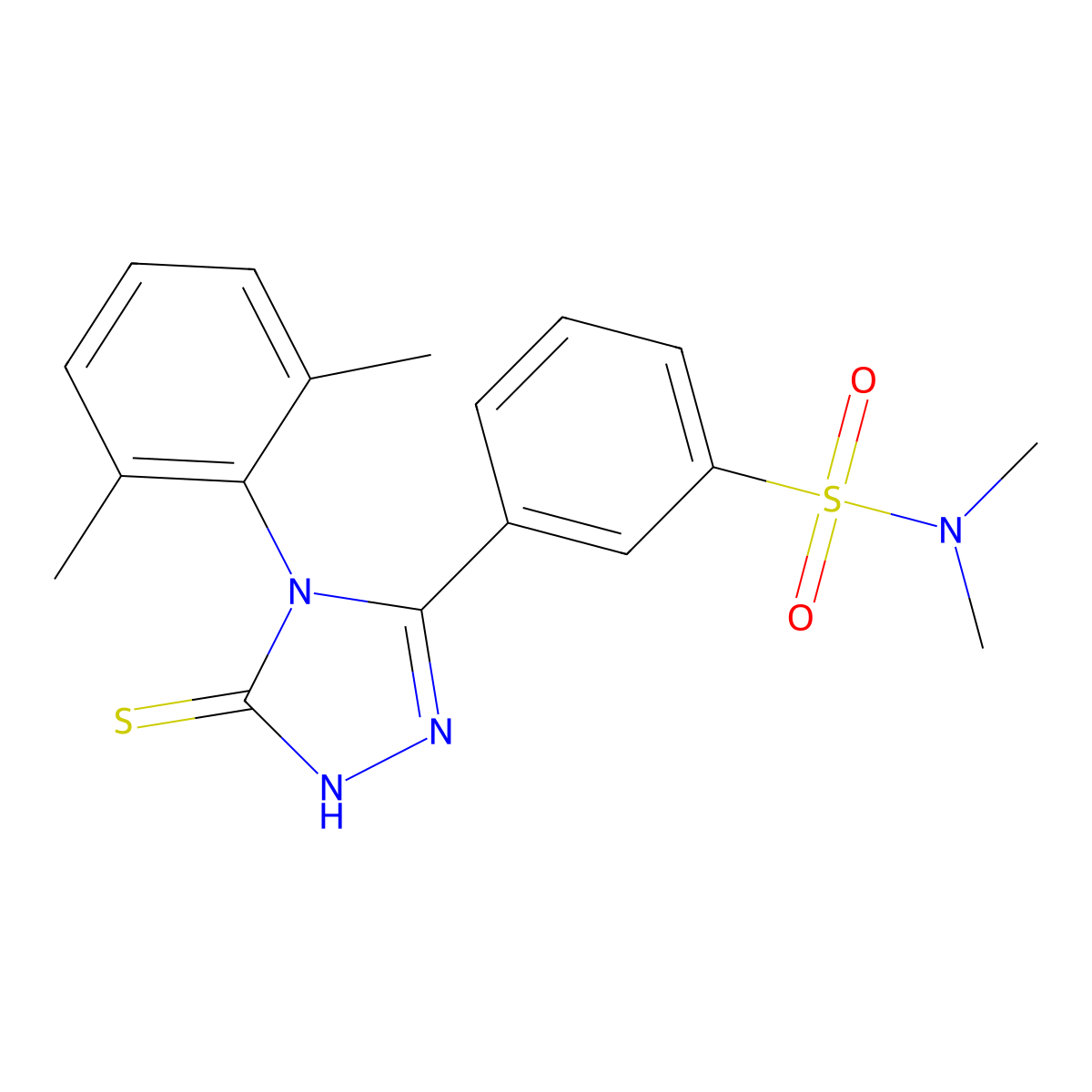 3-[4-(2,6-dimethylphenyl)-5-sulfanyl-4H-1,2,4-triazol-3-yl]-N,N-dimethylbenzene-1-sulfonamide molecular structure, CAS 380436-89-5