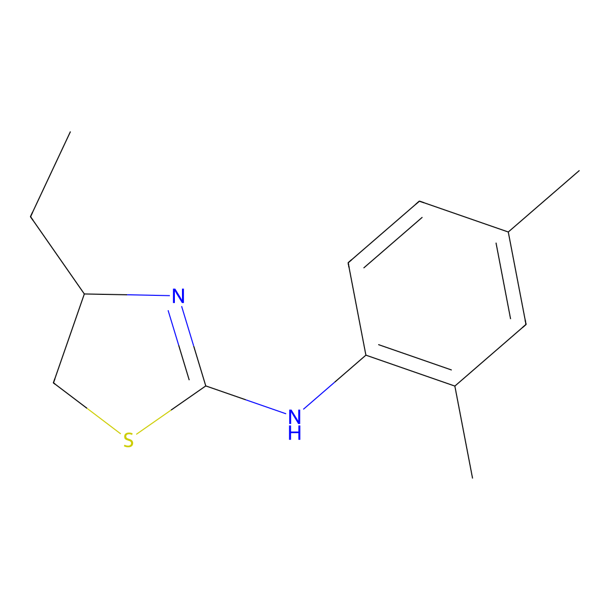 N-(2,4-dimethylphenyl)-4-ethyl-4,5-dihydro-1,3-thiazol-2-amine molecular structure, CAS 380436-91-9