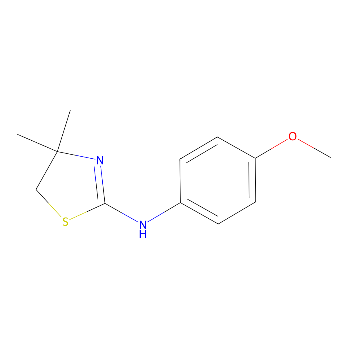 4,5-Dihydro-N-(4-methoxyphenyl)-4,4-dimethyl-2-thiazolamine molecular structure, CAS 380436-94-2