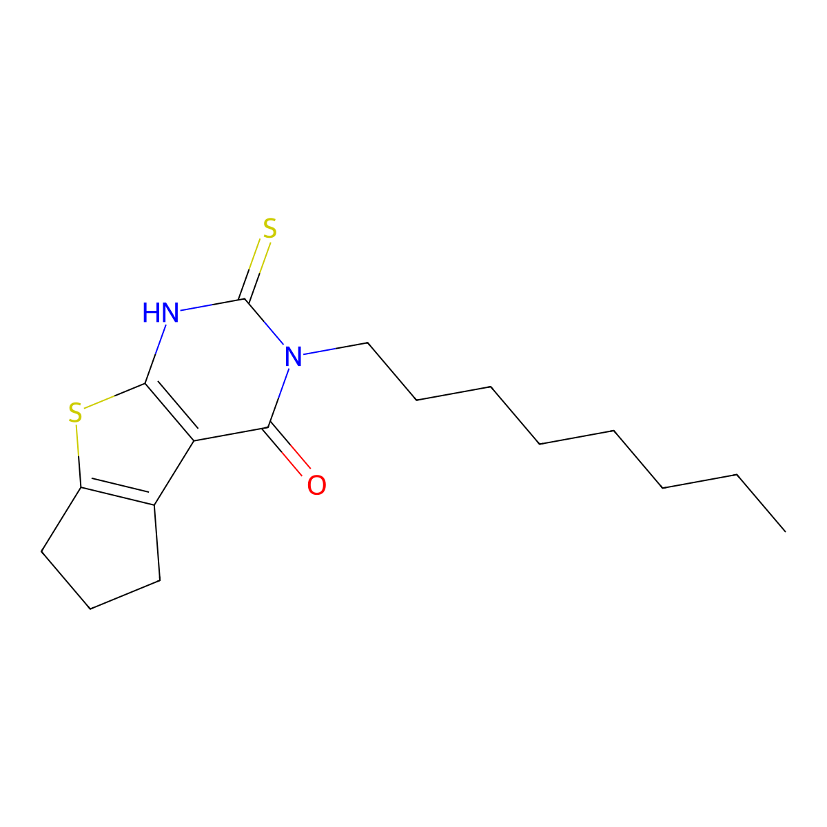 11-Octyl-10-sulfanyl-7-thia-9,11-diazatricyclo[6.4.0.0,2,6]dodeca-1(8),2(6),9-trien-12-one molecular structure, CAS 380436-99-7