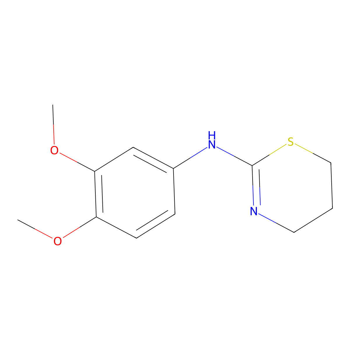 N-(3,4-dimethoxyphenyl)-5,6-dihydro-4H-1,3-thiazin-2-amine molecular structure, CAS 380437-07-0