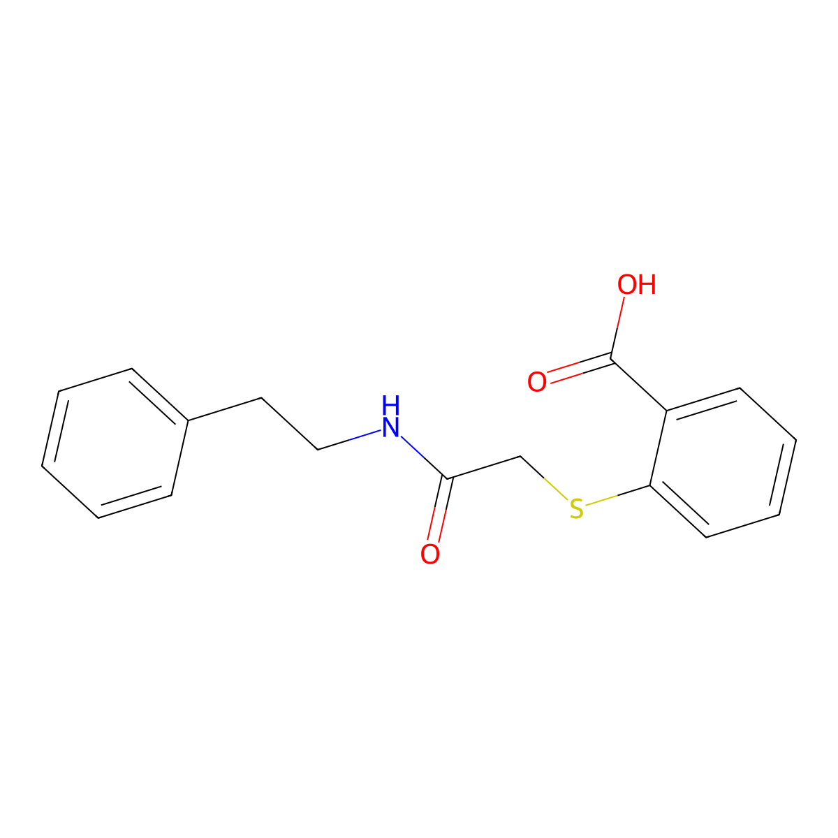 2-{[N-(2-phenylethyl)carbamoyl]methylthio}benzoic acid molecular structure, CAS 380438-09-5