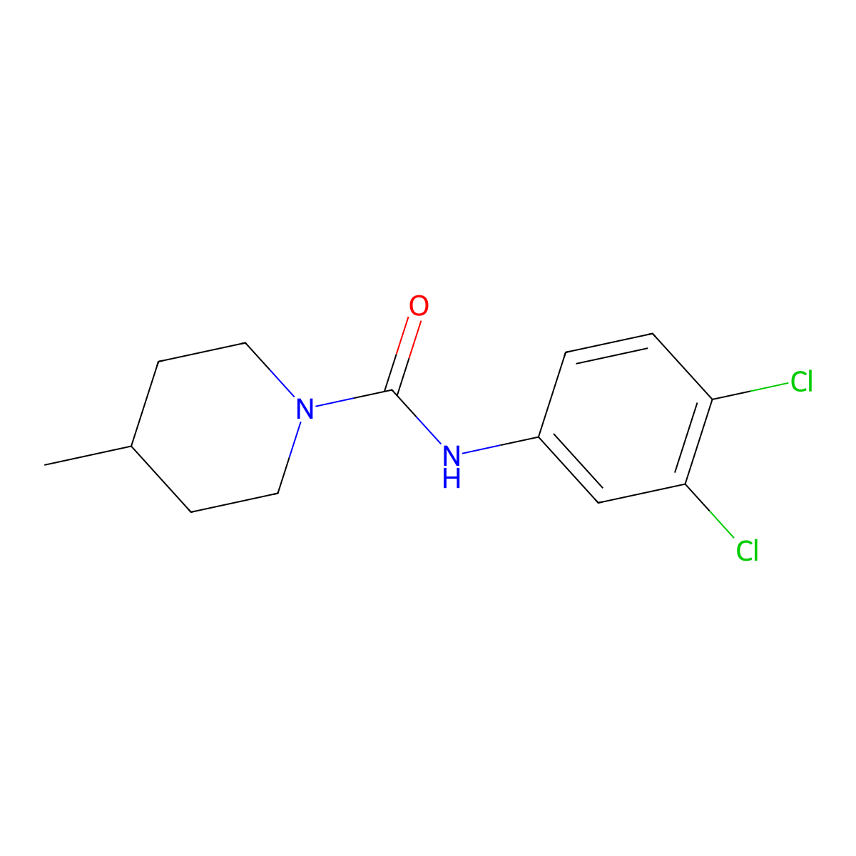 1-(N-(3,4-Dichlorophenyl)carbamoyl)-4-methylpiperidine molecular structure, CAS 38044-61-0