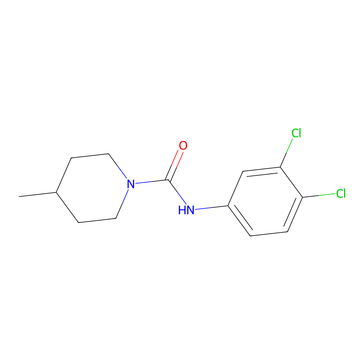 1-(N-(3,4-Dichlorophenyl)carbamoyl)-4-methylpiperidine molecular structure, CAS 38044-61-0
