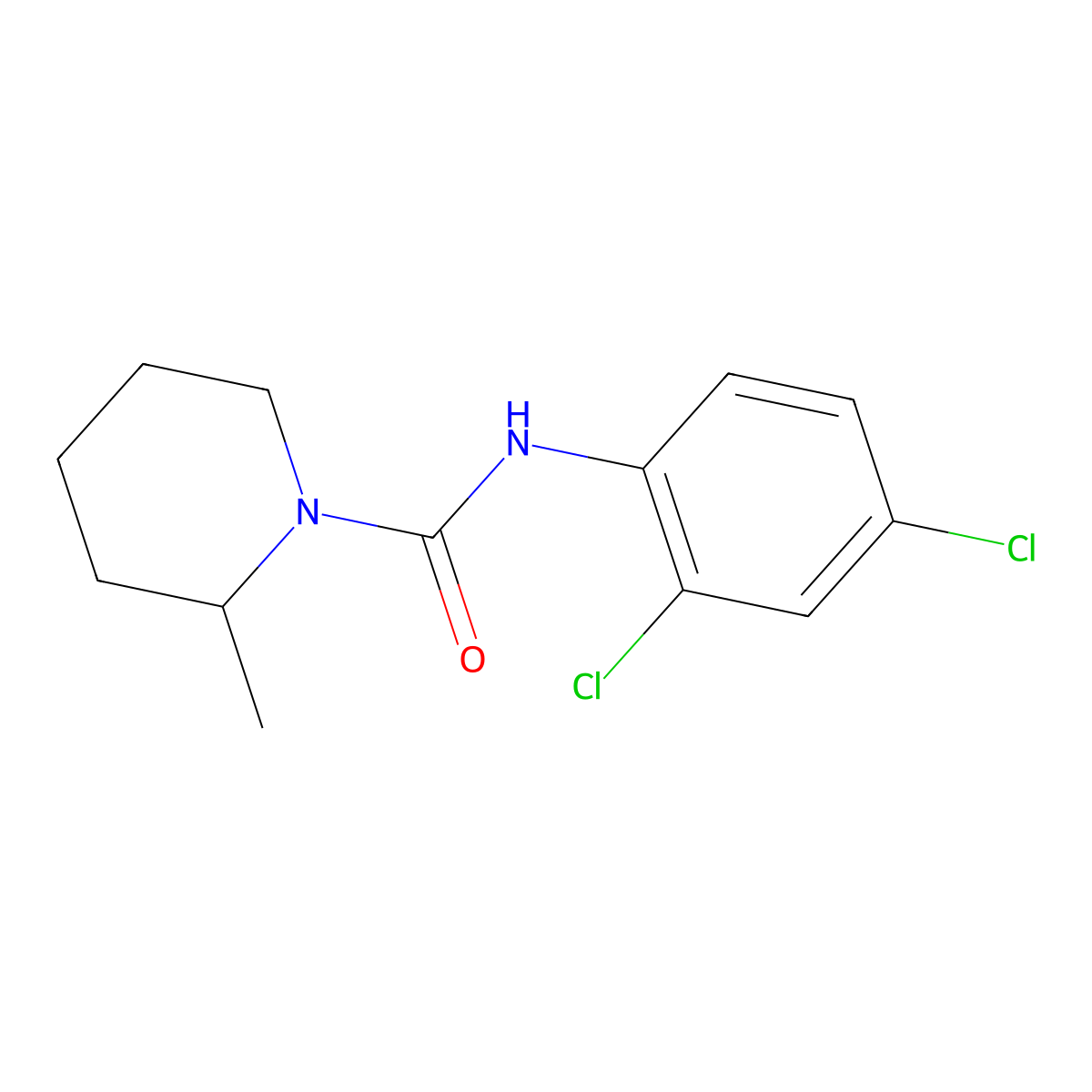 N-(2,4-dichlorophenyl)-2-methylpiperidine-1-carboxamide molecular structure, CAS 38044-95-0