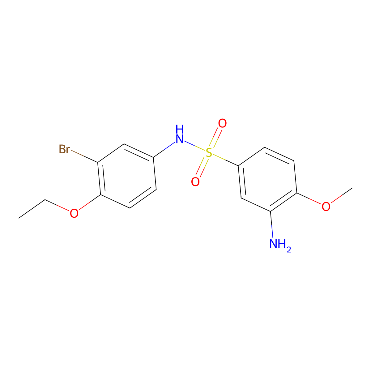 3-amino-N-(3-bromo-4-ethoxyphenyl)-4-methoxybenzene-1-sulfonamide molecular structure, CAS 380442-20-6