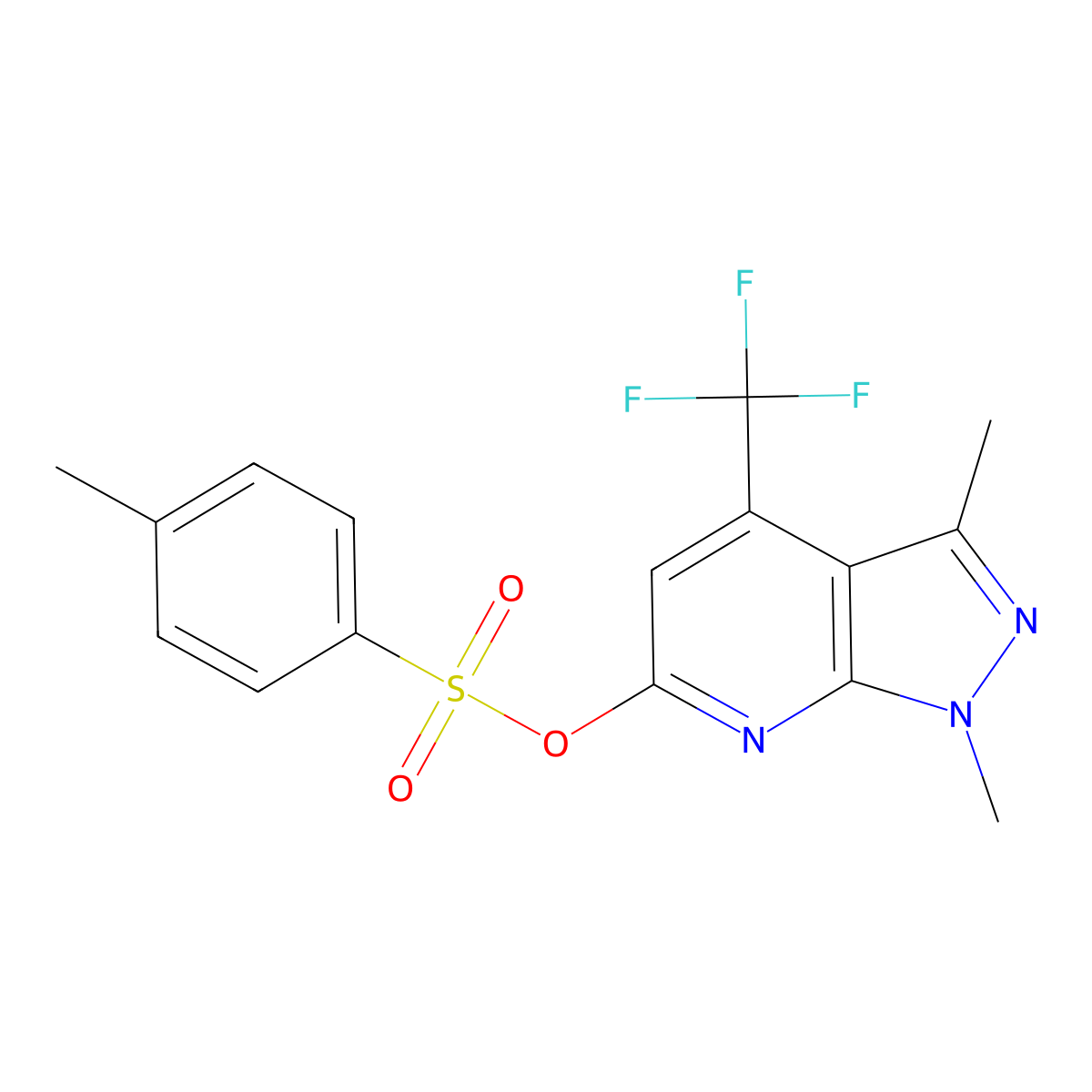1,3-dimethyl-4-(trifluoromethyl)-1H-pyrazolo[3,4-b]pyridin-6-yl 4-methylbenzenesulfonate molecular structure, CAS 380442-32-0
