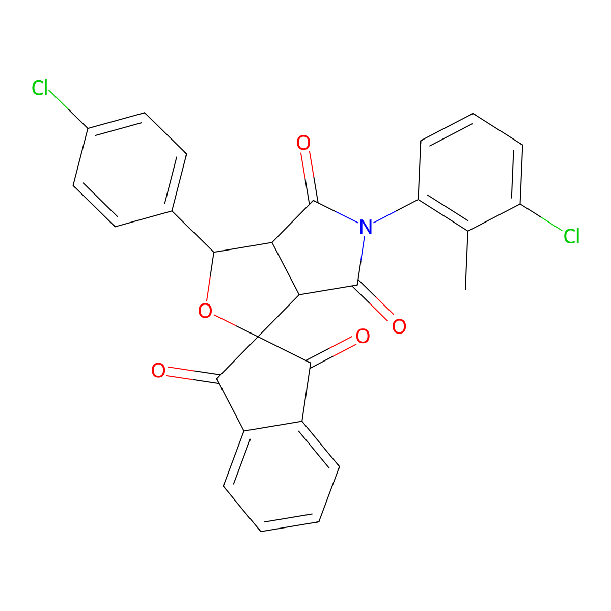 5-(3-chloro-2-methylphenyl)-3-(4-chlorophenyl)-3a,6a-dihydrospiro[furo[3,4-c]pyrrole-1,2'-indene]-1',3',4,6(3H,5H)-tetrone molecular structure, CAS 380443-06-1