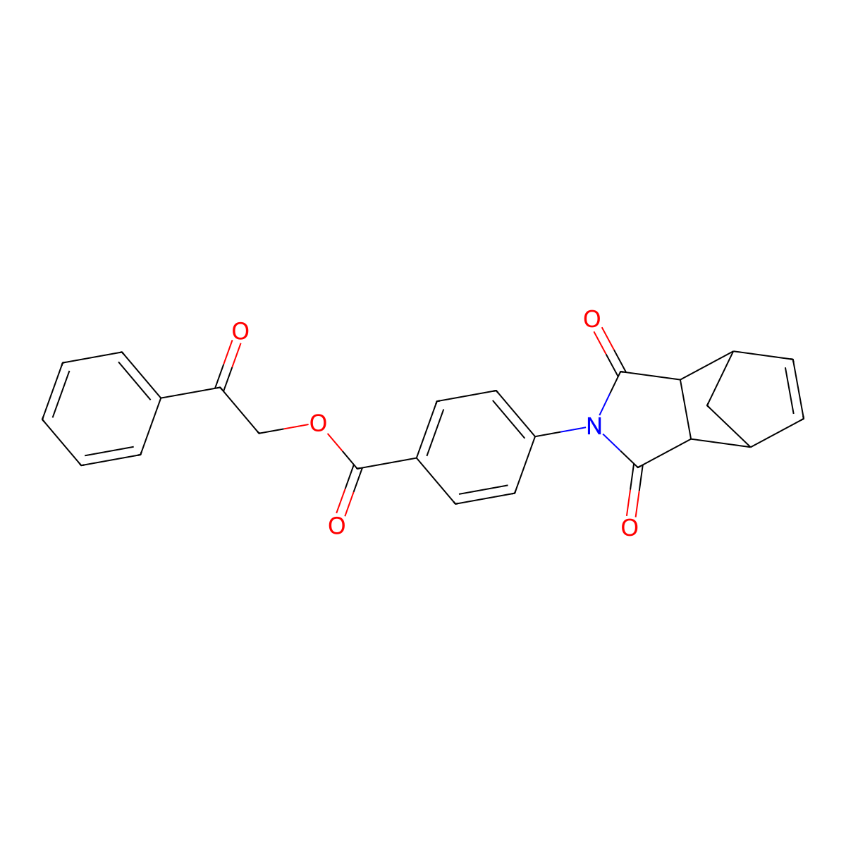 2-oxo-2-phenylethyl 4-(1,3-dioxo-1,3,3a,4,7,7a-hexahydro-2H-4,7-methanoisoindol-2-yl)benzoate molecular structure, CAS 380443-24-3