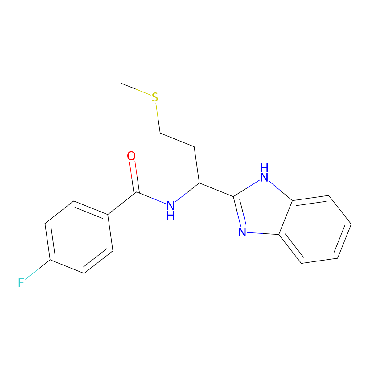 N-[1-(1H-benzimidazol-2-yl)-3-(methylsulfanyl)propyl]-4-fluorobenzamide molecular structure, CAS 380444-08-6
